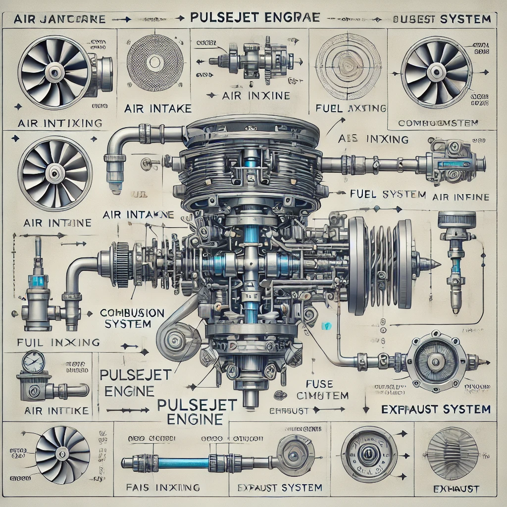Pulsejet Diagramm mit Komponenten